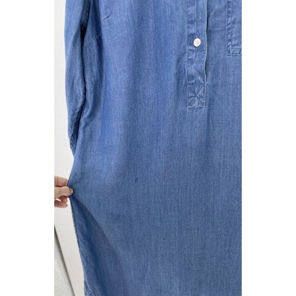 Old Navy 100% Chambray Shirt Button Front Blue Long Sleeve Dress S, Flaw - Picture 4 of 13